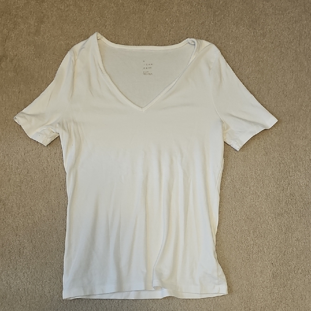 Women's White V-Neck Top